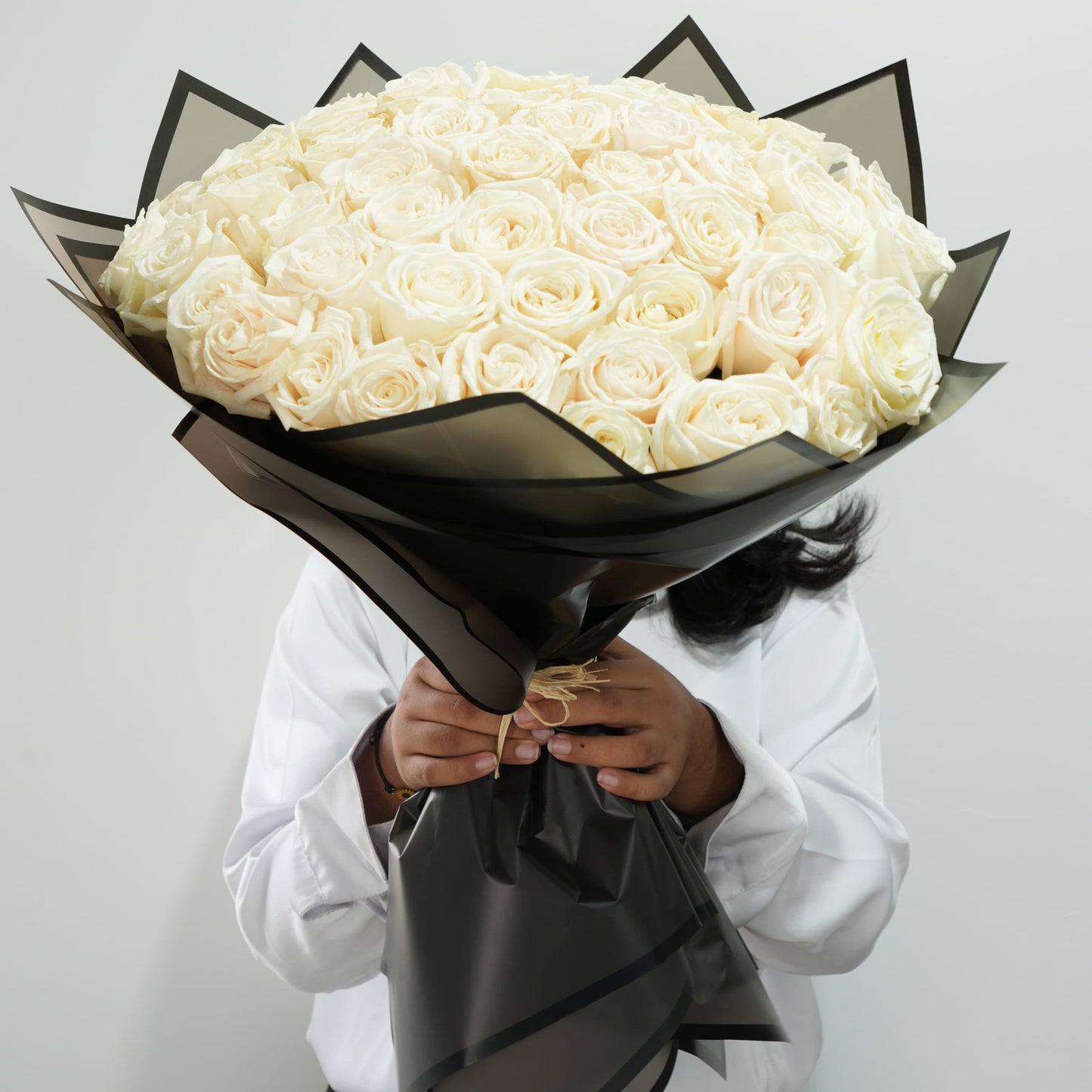Elegant 51 White Roses Bouquet – Pure Love Serenity