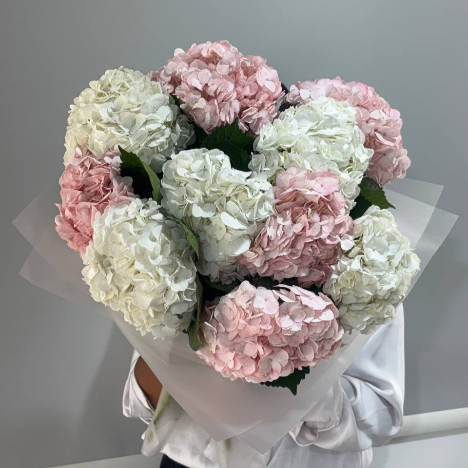 Pastel Clouds – White Pink Hydrangea Bouquet
