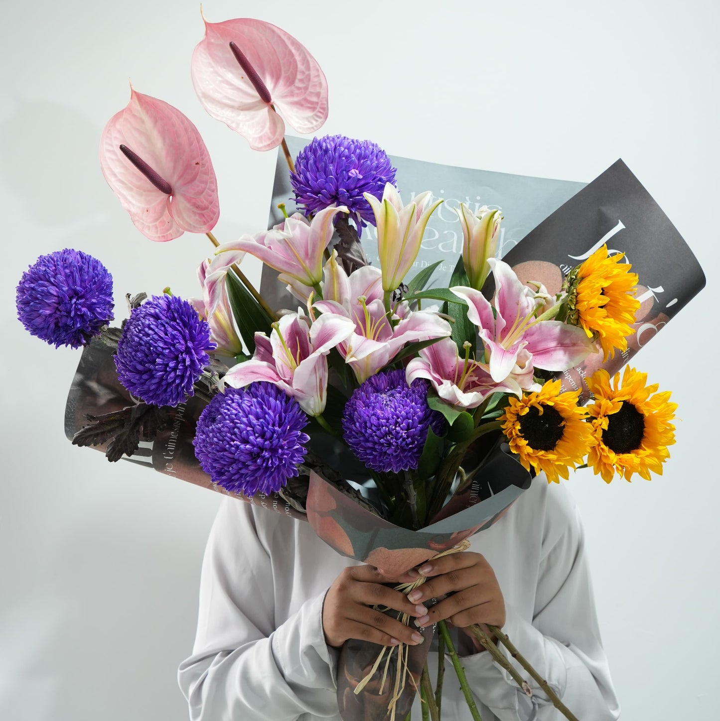 Sunset Symphony - Handcrafted Mixed Floral Bouquet