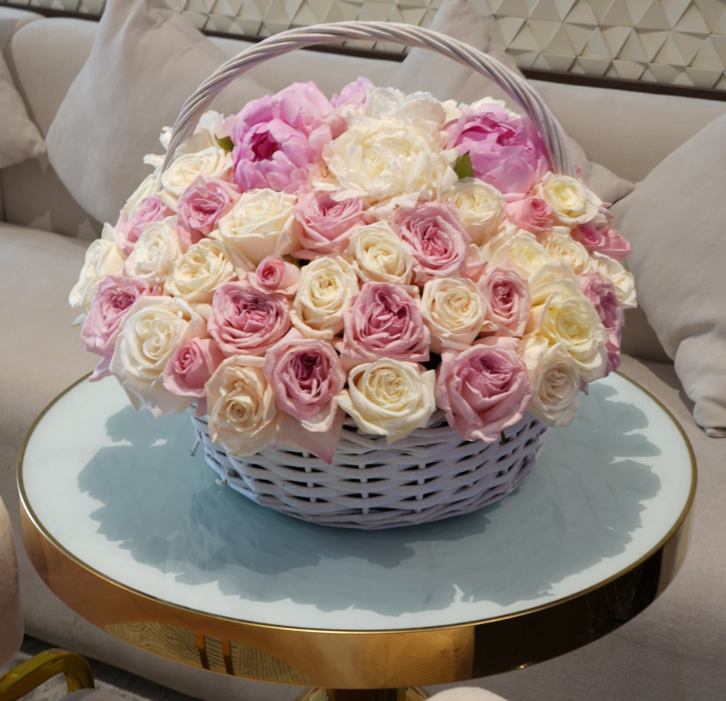 Blush Harmony - Luxurious Floral Basket Arrangement