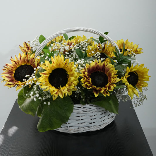 Bright Sunflower Basket – 10 Sunflowers of Joy