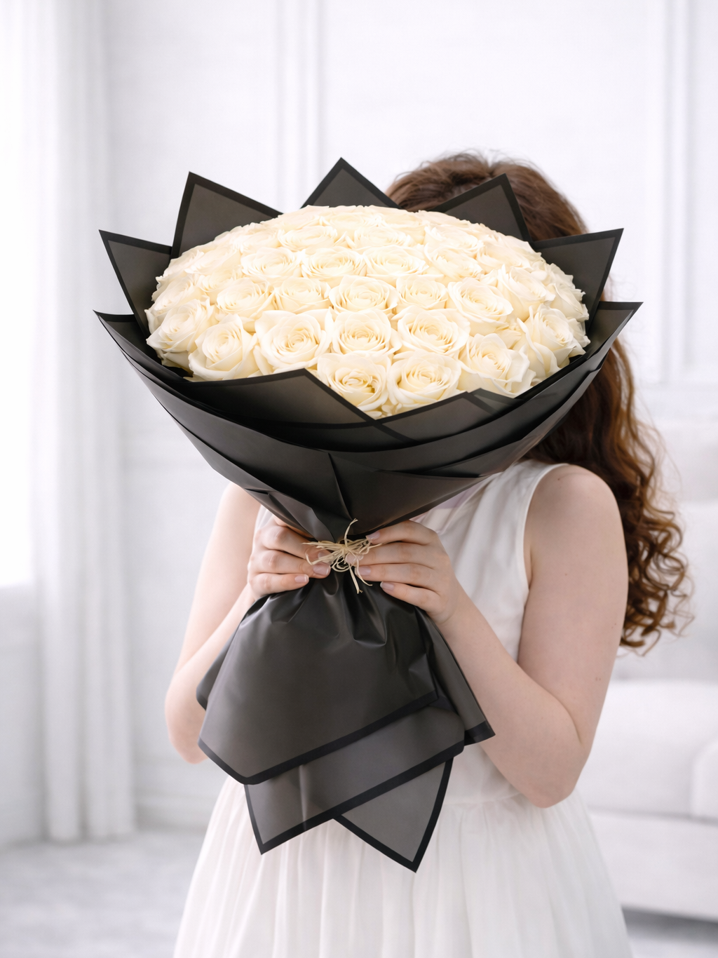 Elegant 51 White Roses Bouquet