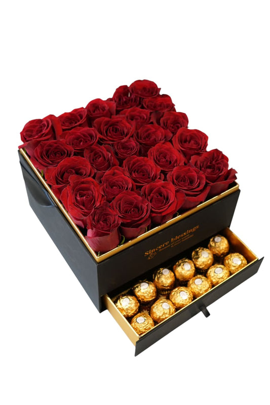 Red Roses & Ferrero Rocher Box