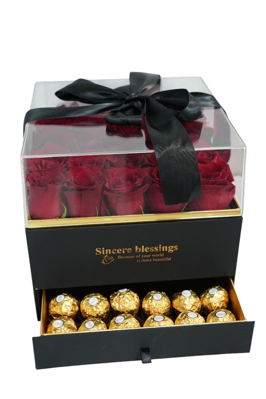 Red Roses & Ferrero Rocher Box