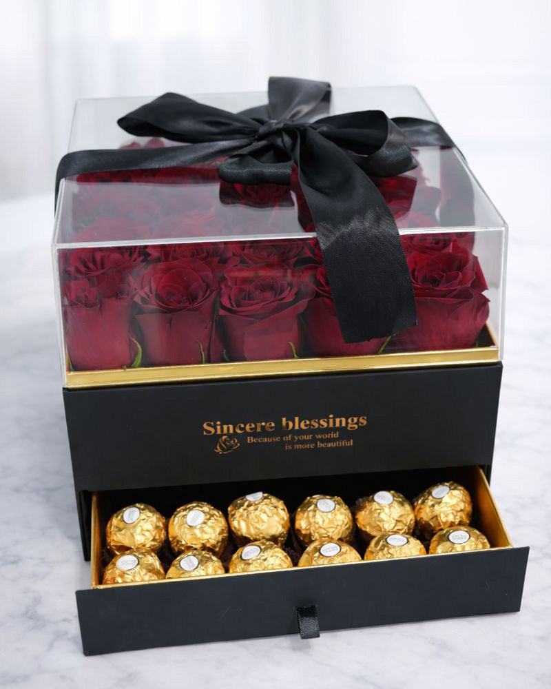 Red Roses & Ferrero Rocher Box