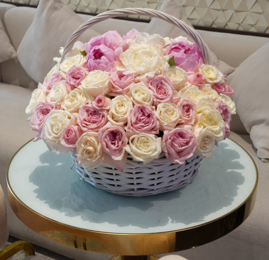 Blush Harmony - Luxurious Floral Basket Arrangement